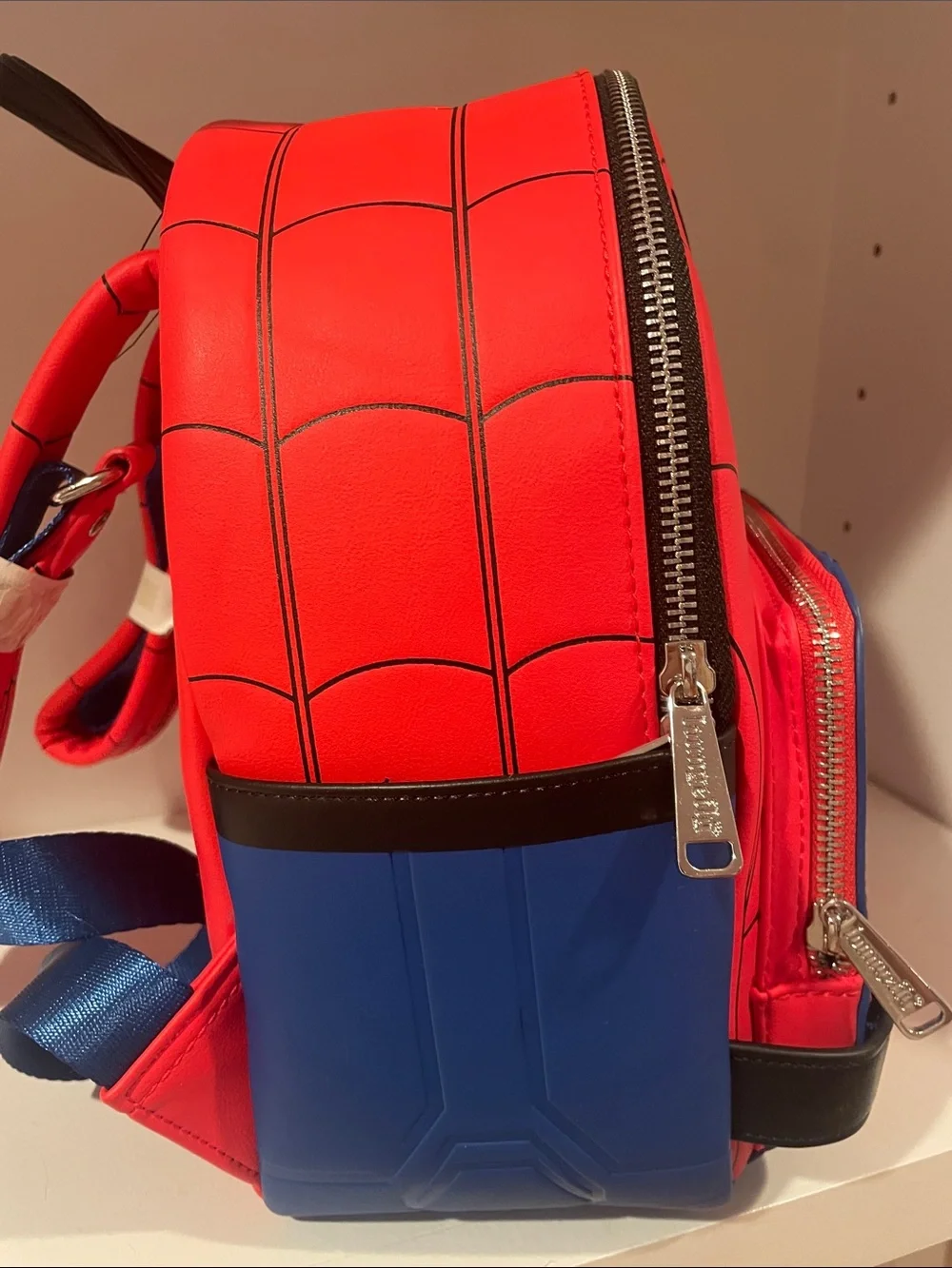 Kids  Red Spider Motif Backpack with Blue Accents